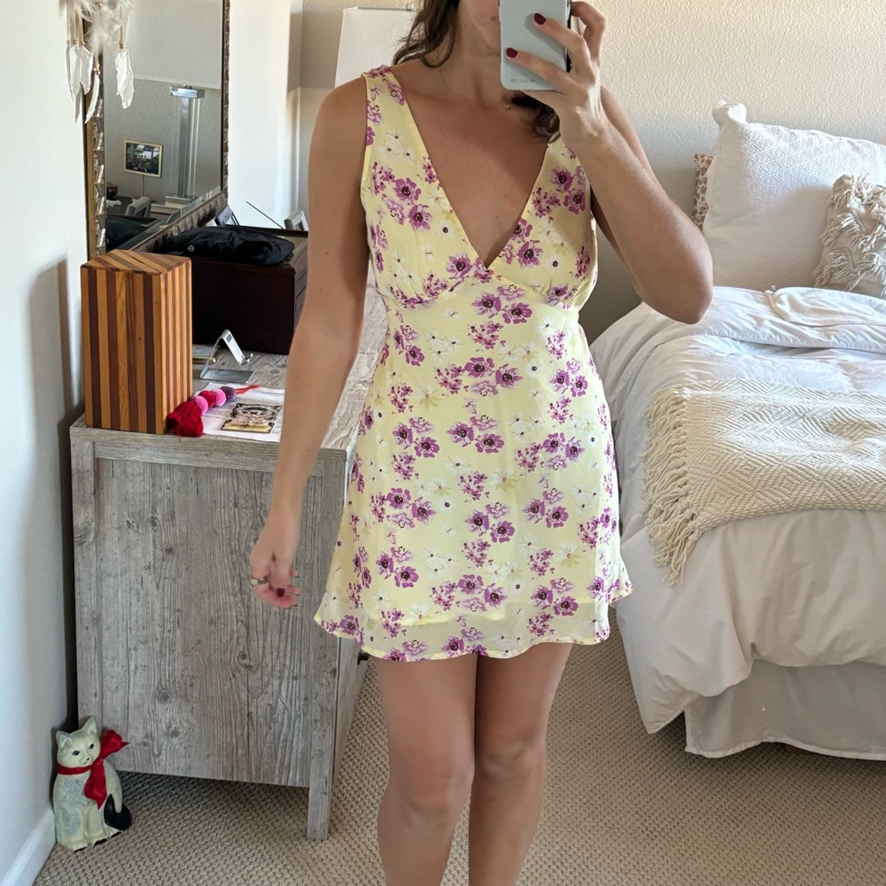 Princess Polly Floral Mini Dress in Yellow and Purple
